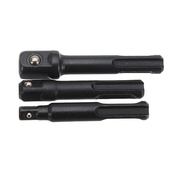 3Pcs Socket Impact Driver Adapter SDS Plus Shank 1/4 3/8 1/2 Inch Power Extension Drill Bit Bar