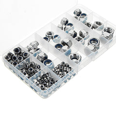 170Pcs Stainless Steel Nylon Insert Lock Nut M3/4/5/6/8/10/12 Locknut Assortment Kit