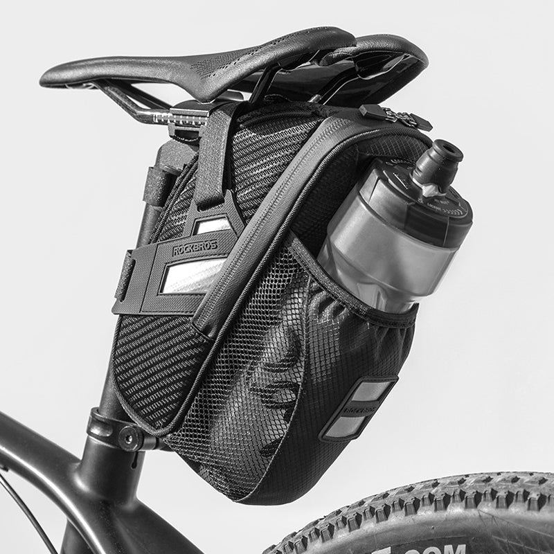 Bicycle Double Zipper Reflective Capacity Water Tail Bag Bottle Pocket