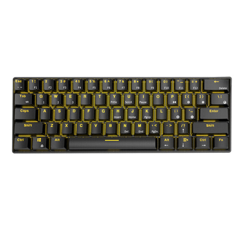 Mechanical Keyboard Bluetooth Wired Dual Mode 60% Golden / Ice Blue Backlit Gaming Keyboard