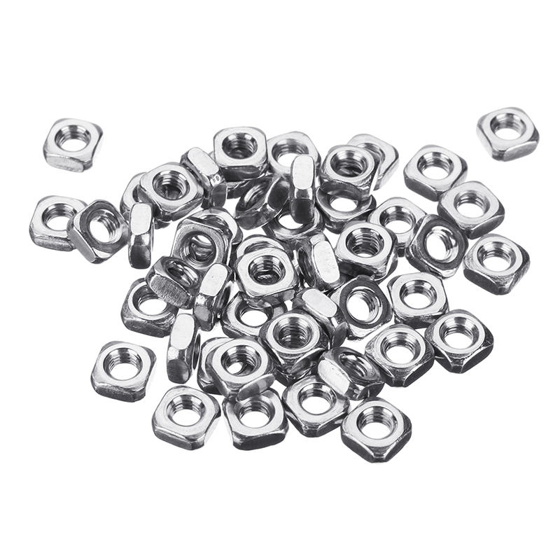 M4 304 Stainless Steel Square Nut Machine Screw Nuts 50Pcs