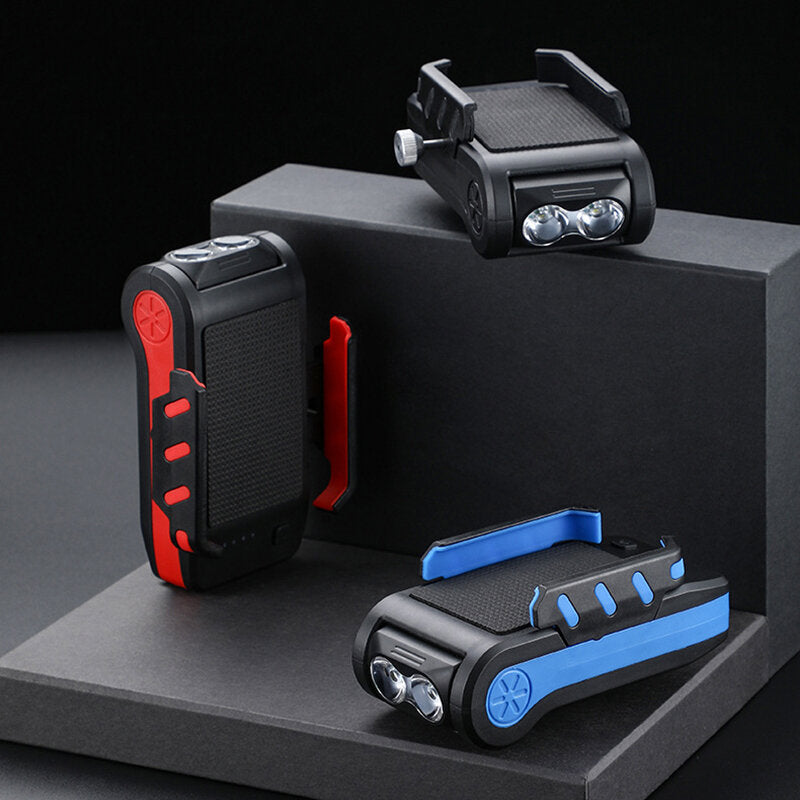 4-in-1 4000mAh 550LM Bike Light USB Rechargeable Power Bank Waterproof Phone Holder Headlight With Bike Horn
