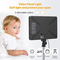 Flat Panel Light 2500K-9000K Bi-Color CRI 90+ Soft Lighting with Remote Control LED Video Lamp for Photography Live Broadcast