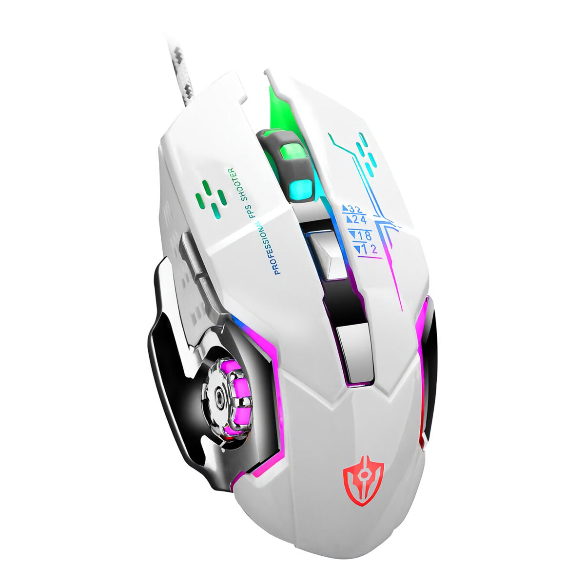Wired Gaming Mouse Metal Base 800-3200DPI 4 Colors Breathing Backlight Ergonomic Home Office Mice for Desktop Computer Laptop PC
