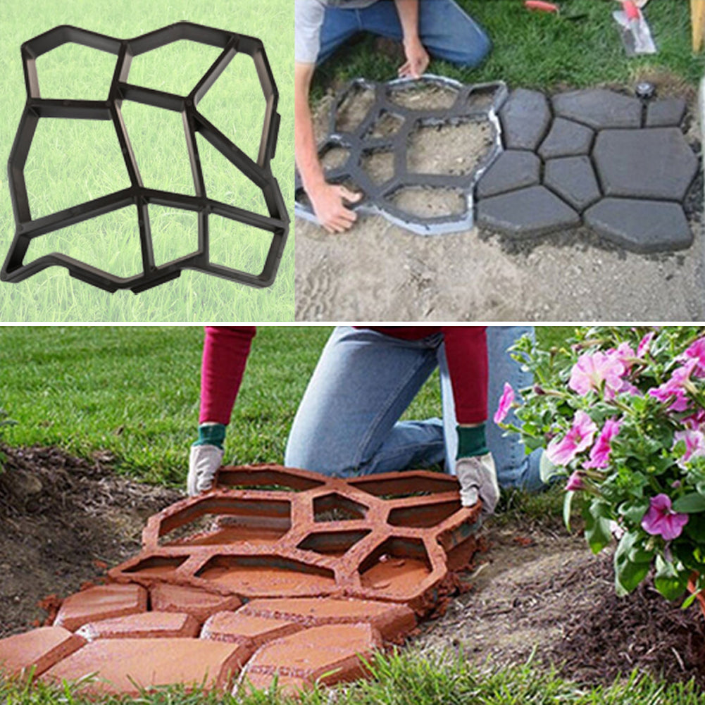 Garden DIY Plastic Path Maker Mold Manually Paving Courtyard Stone Road Cement Brick Mold Auxiliary Tools