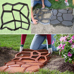 Garden DIY Plastic Path Maker Mold Manually Paving Courtyard Stone Road Cement Brick Mold Auxiliary Tools