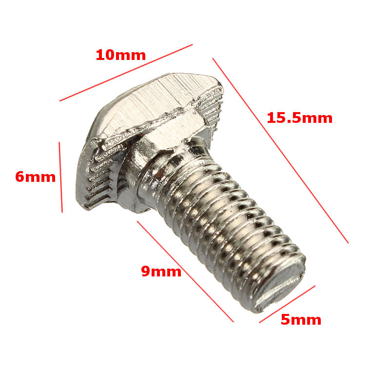 10Pcs M5 20 T-Bolt Carbon Steel European Standard Screws