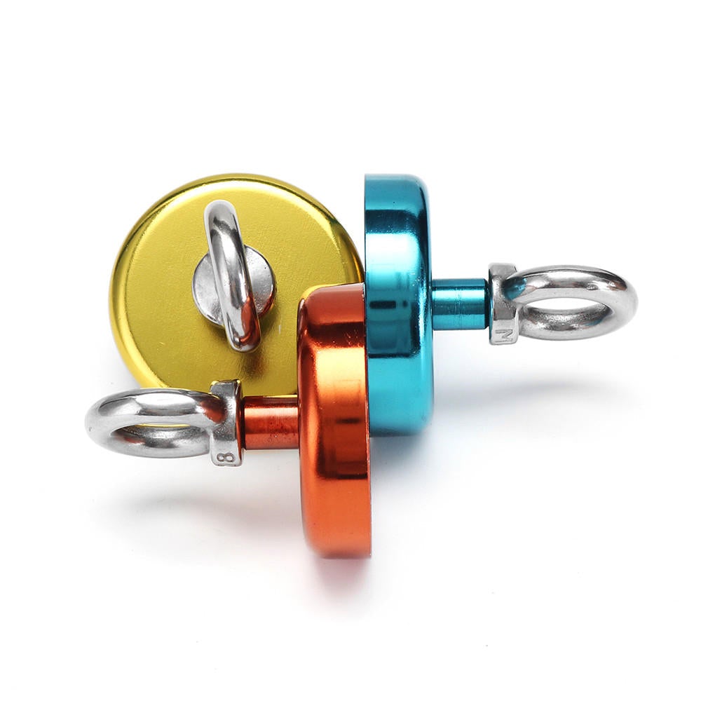60mm 112kg Neodymium Recovery Magnet Metal Detector Circular Eyebolt Red/Yellow/Blue