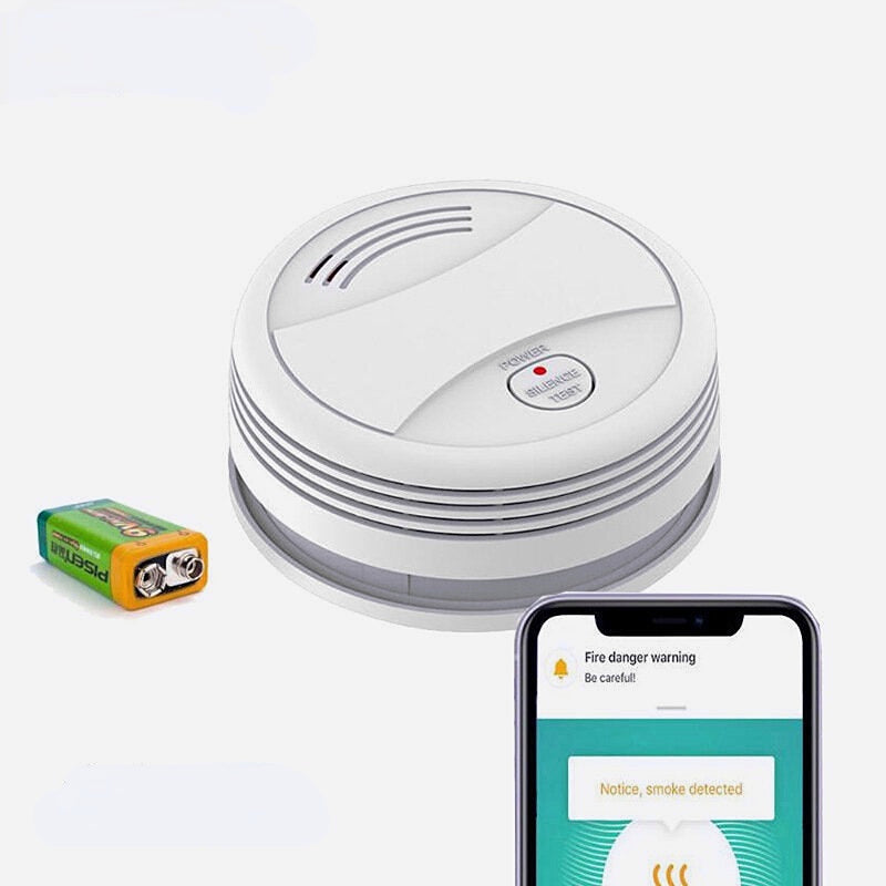 Smart WiFi Smoke Sensor Compatible with Alexa and Google Home APP Alarm Home Security Accessories