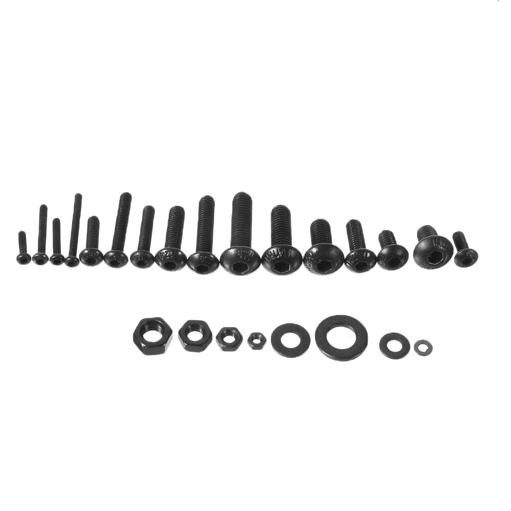 1060Pcs Alloy Steel 10.9 Grade Hex Socket Button Round Head Screws Bolt Assortment Kit M2 M3 M4 M5