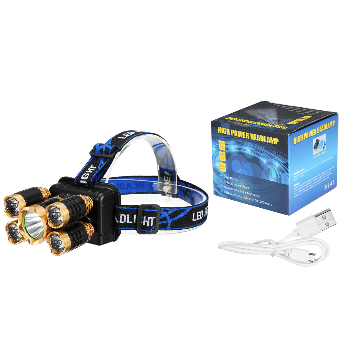 5 LEDs Ultra Bright 90 Rotatable LED Headlight Long Shoot Head Lamp For Hunting Fishing Camping Worker