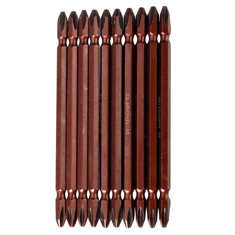 10pcs S2 100mm 150mm Screwdriver Bit Magnetic Double End PH2 Drill Head Screwdriver Bit