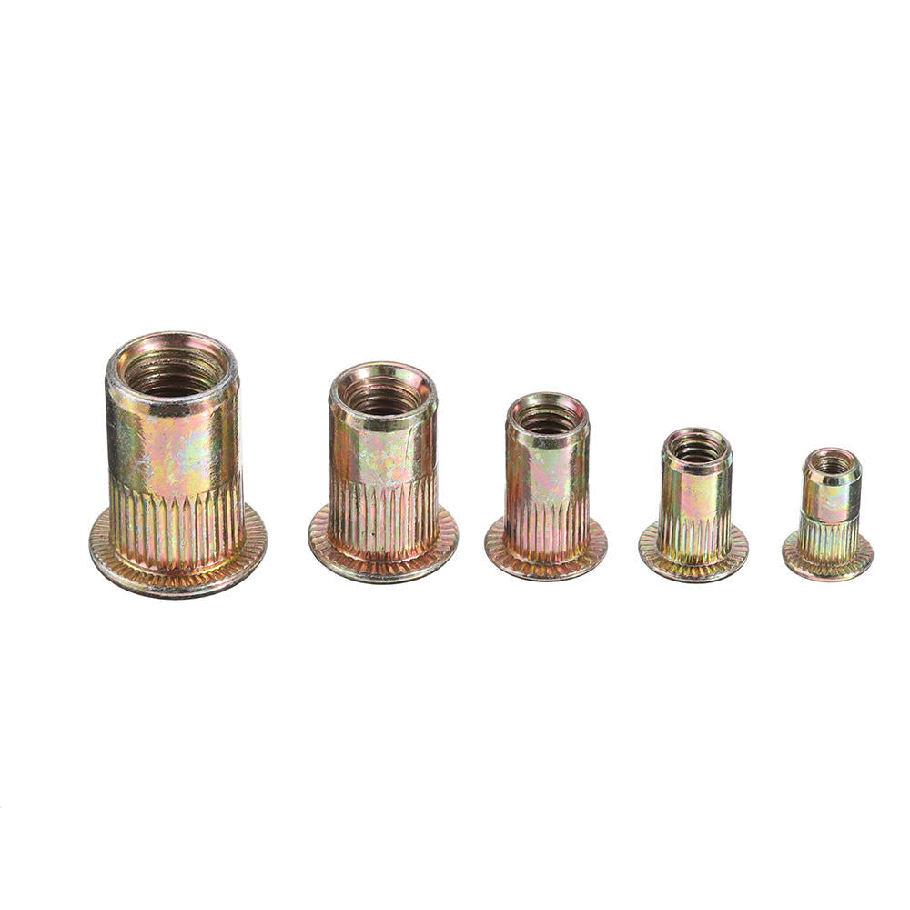 165Pcs M3/M4/M5/M6/M8/M10/12 Zinc Plated Rivet Nut Threaded Countersunk Head Insert Nut Tool Kits