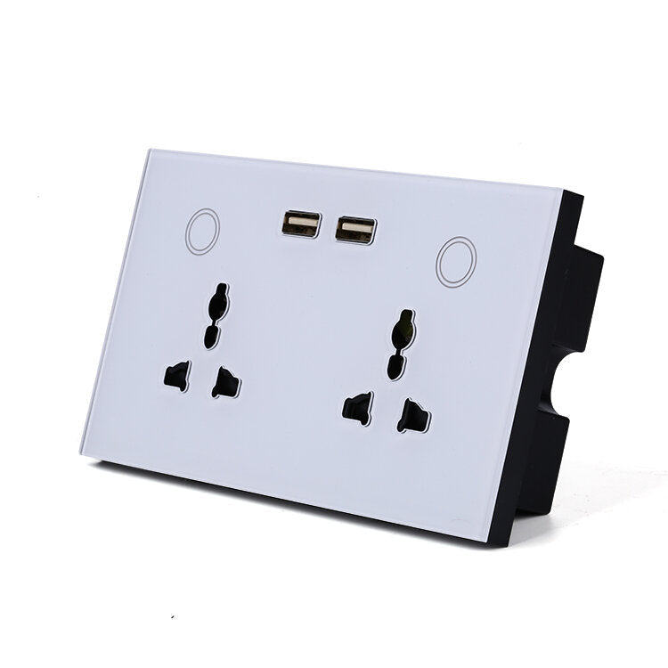 Smart WiFi Switch Double Universal Outlet with USB Compatible with Alexa and Google Home Power Metering Functioon 147mm*86mm