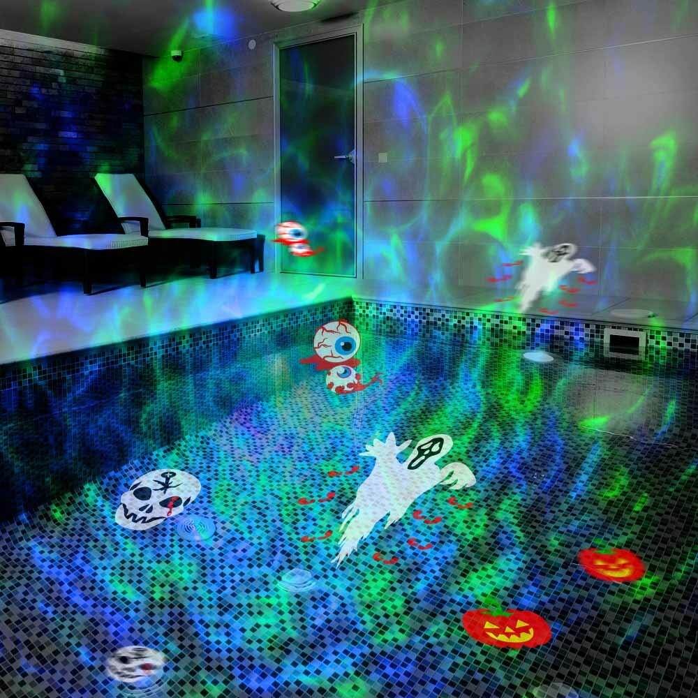 LED Projector Lamp Snowman Projector Double Head Water Wave Stage Light Remote Control Waterproof Garden Lawn Lamp