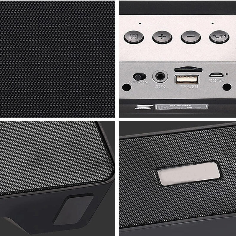 Wireless Bluetooth Soundbar 10W Home Theater Four Units Hi-Fi FM Radio TF Card AUX-In 1200mAh Computer Desktop Speaker with Mic