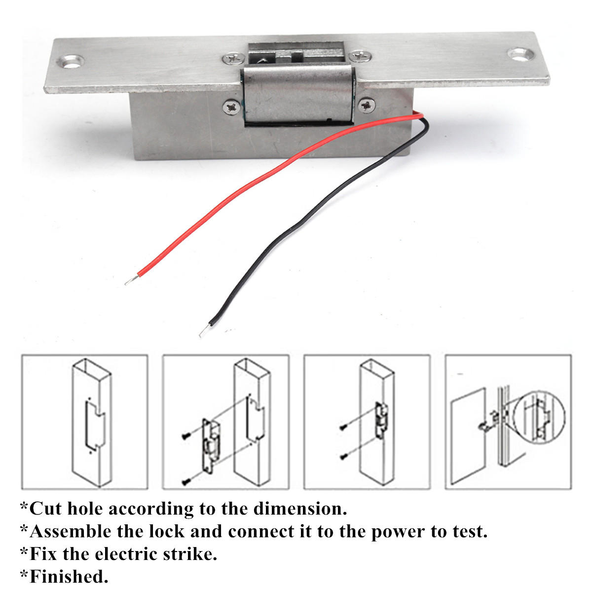12V Electric Strikes Lock Fail Safe NC Cathode For Access Control Wood Metal Door
