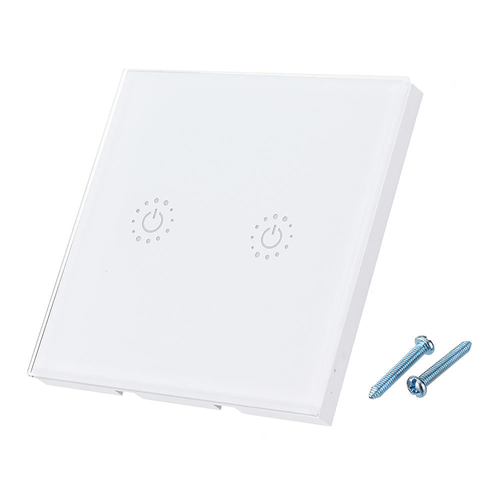 EU 433Mhz 2 Gang Smart WIFI Light Switch Interruptor Touch Wall Power Switch App Remote Control Intellegent Switch Work With Alexa Google Home