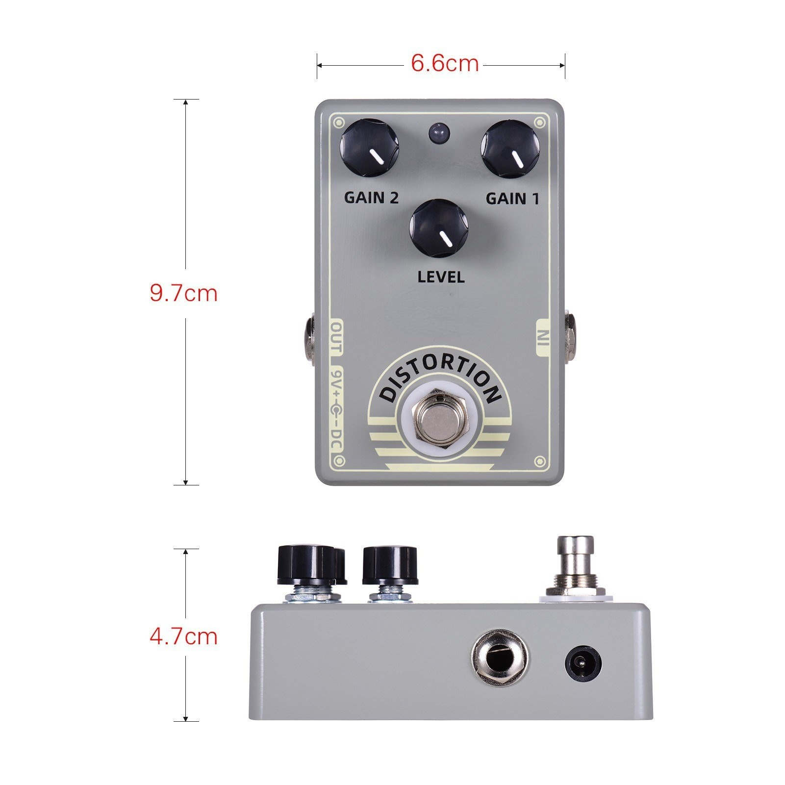 Distortion Guitar Effect Pedal with True Bypass for Electric
