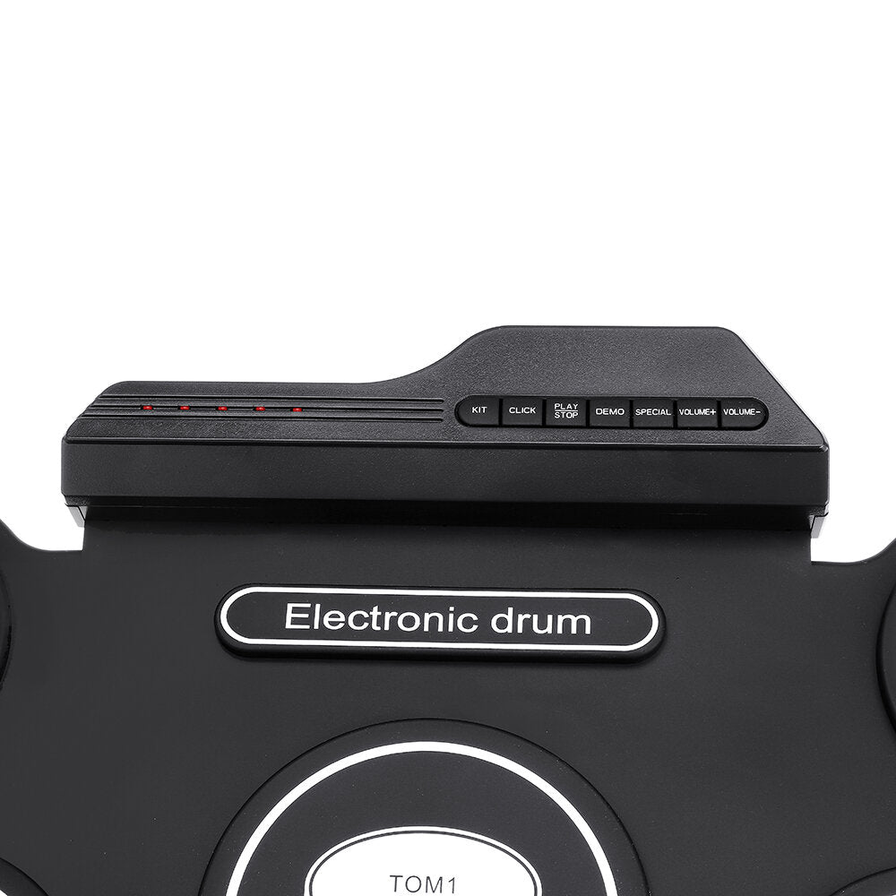 9 Pads Electronic Drum Portable Roll Up Drum Kit USB MIDI Drum with Drumsticks Foot Pedal for Beginners