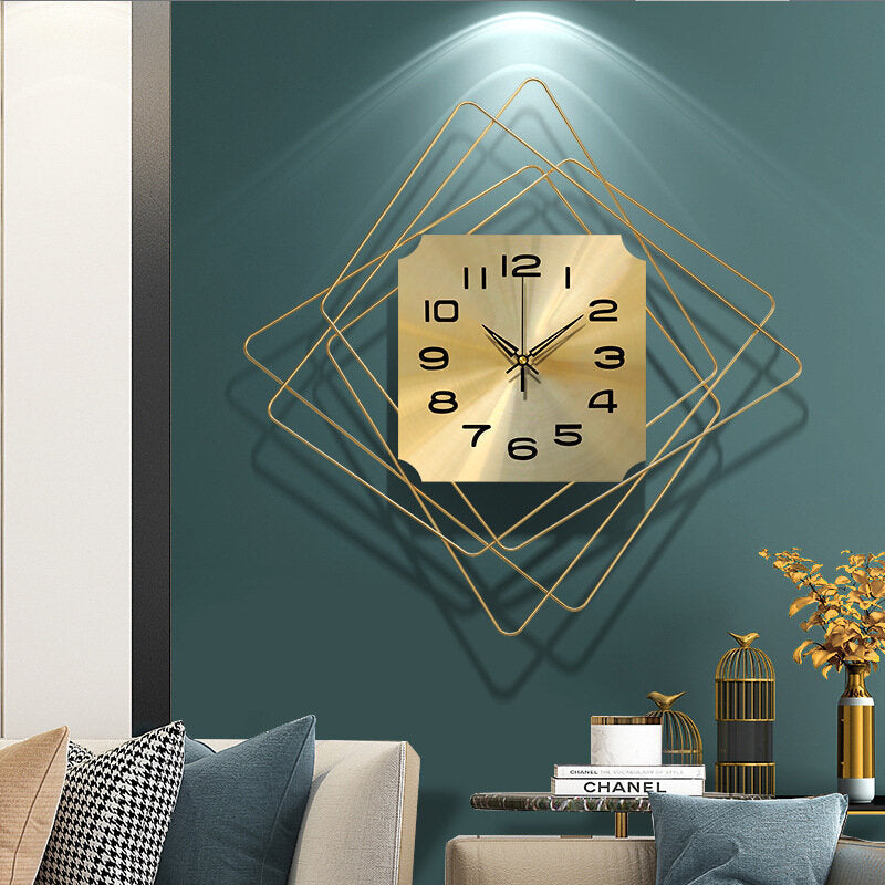 50CM Nordic Minimalist Clock Light Luxury Wall Clock Bedroom Living Room Household Metal Silent Wall Hanging Clock