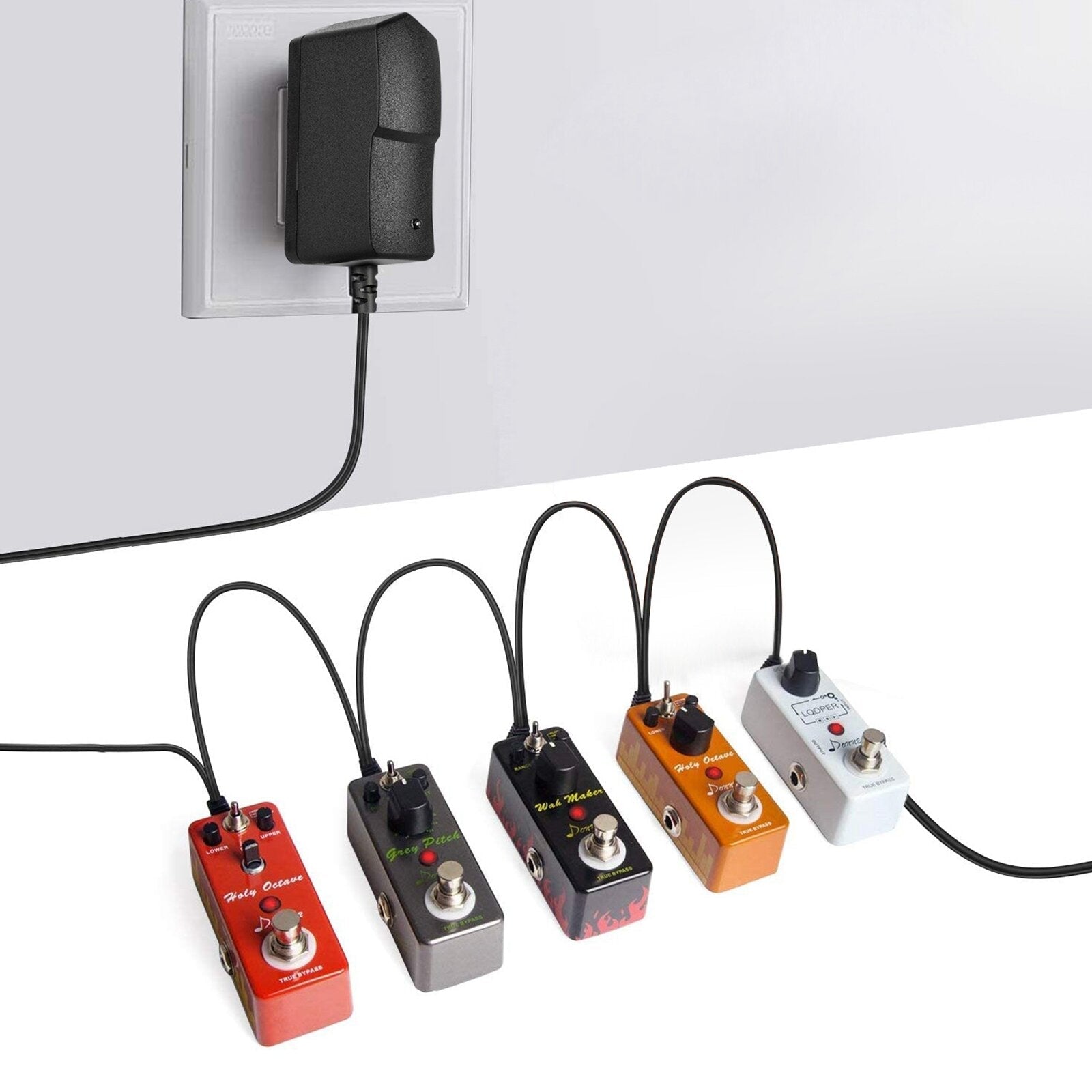 9V 850mA EU Plug Adapter +1 Drag 5 Way aisy Chain Cable for BOSS Zoom Guitar Effector Guitar Effect Pedal Power 2m