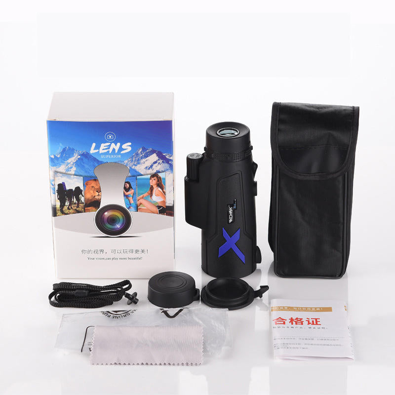 12X50 Waterproof Monocular Optical HD Lens Portable Telescope + Mobile Phone Clip + Telescopic bracket