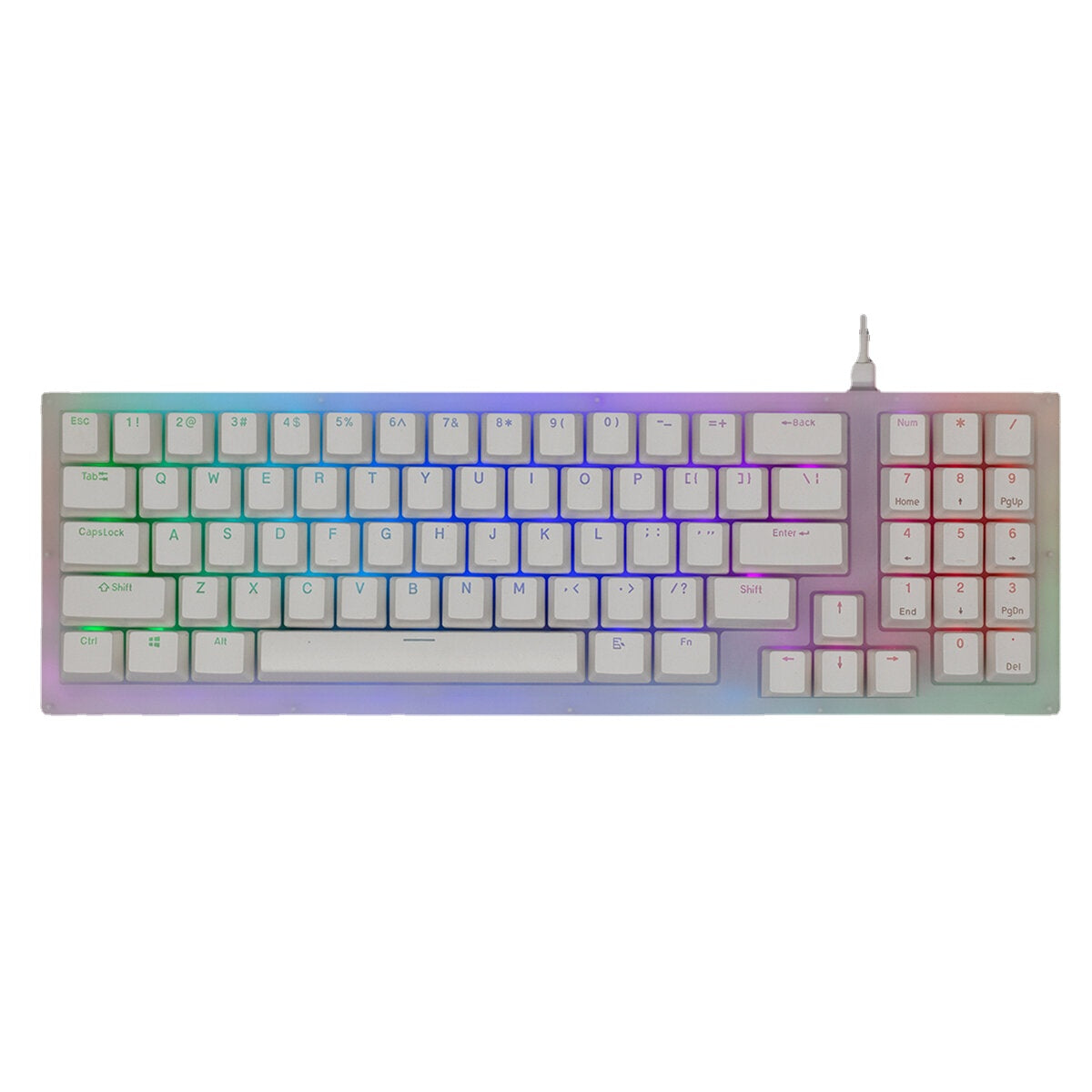 Mechanical Keyboard 77 Keys Hot Swappable Type-C Wired USB 3.1 NKRO Translucent Glass Base Gateron Switch RGB Gaming Keyboard with Numberpad