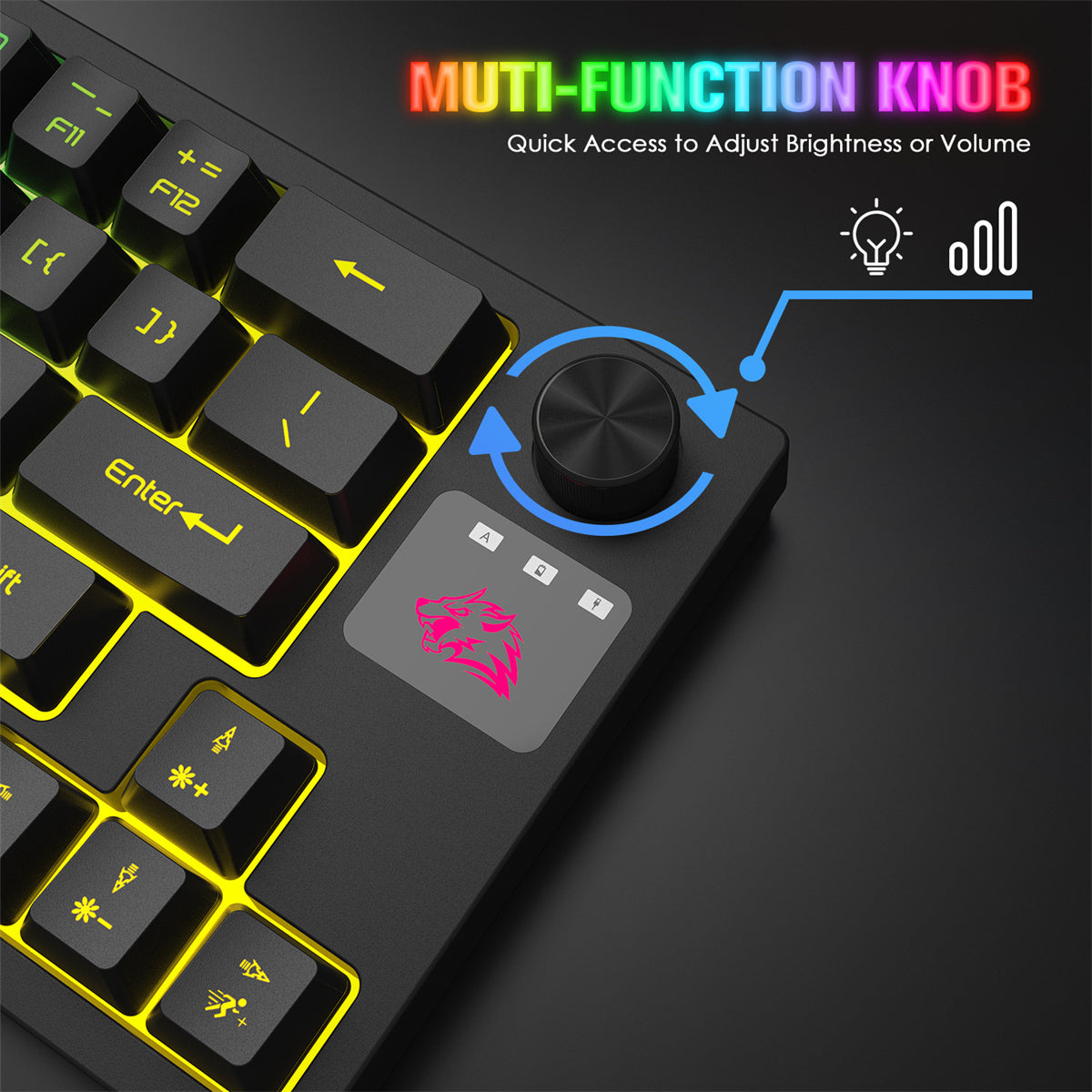 64-Keys Translucent RGB Gaming Wireless Keyboard with Adjustable Mouse Pad for PC Laptop Gamer