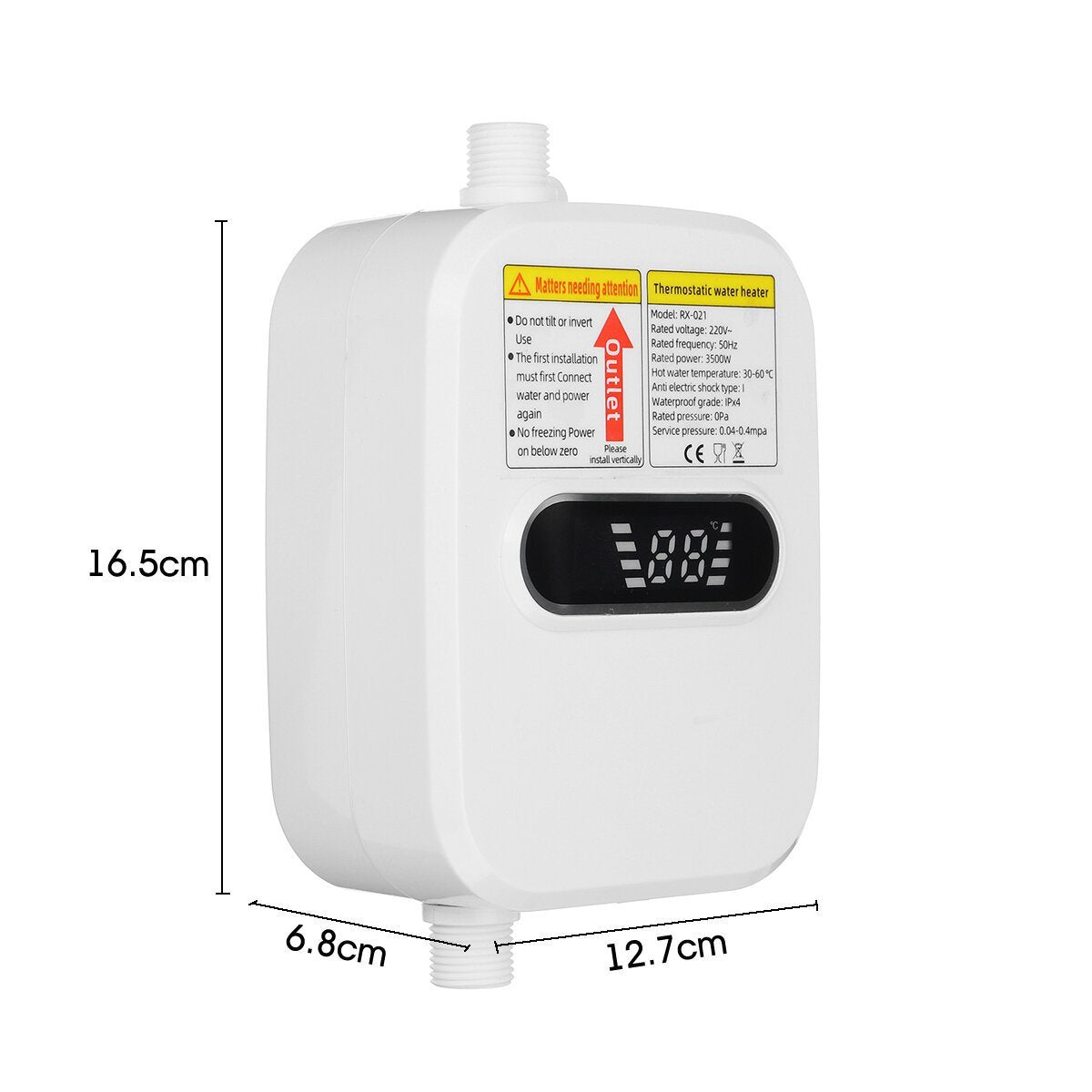3500W Mini Instant Electric Shower Kitchen Bathroom Auto power-off Hot Water Heater