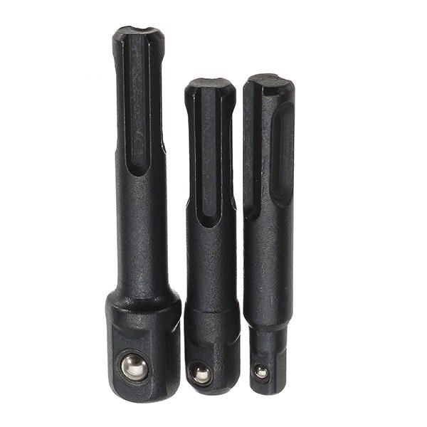 3Pcs Socket Impact Driver Adapter SDS Plus Shank 1/4 3/8 1/2 Inch Power Extension Drill Bit Bar