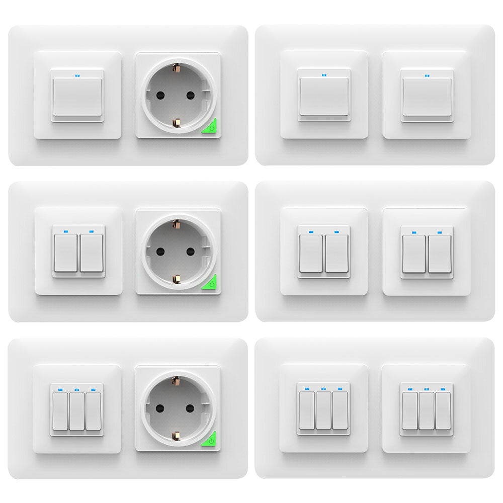 WiFi Smart Light Wall Switch Socket Outlet Push Button DE EU Tuya Wireless Remote Control Work with Alexa Google Home -photosis