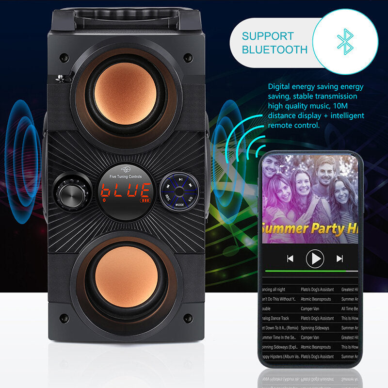 40W Big Power Portable Bluetooth Speaker Outdoor Wireless Subwoofer Boombox Column Sound Music Center Support AUX TF FM Radio