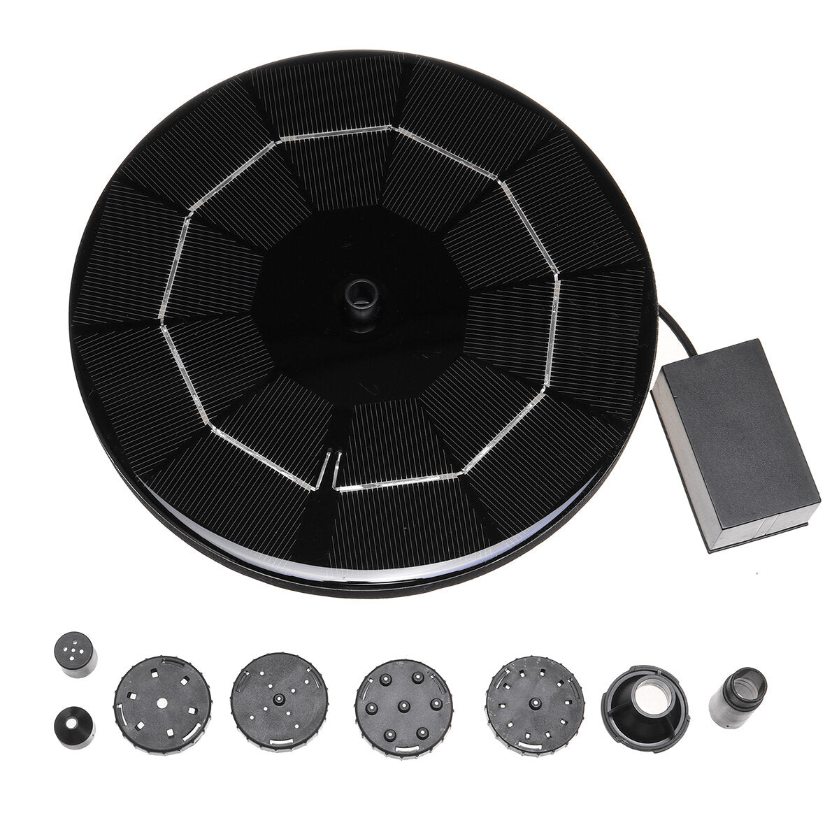 8-in-1 Solar Bird Water Fountain Set 3.5W Circle Floating Pump for Working at Cloudy or Night