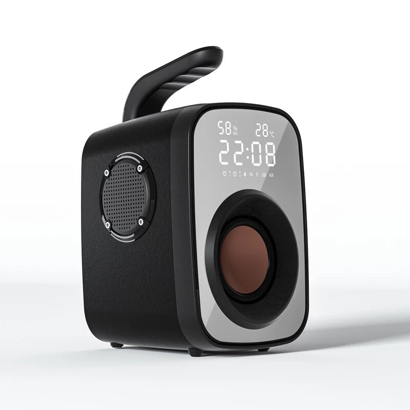 Portable Bluetooth 5.0 Speaker LED Clock Display Mirror Hi-Fi Super Bass FM Raido High Powerful Boombox Hi-Fi Sound Loudspeaker