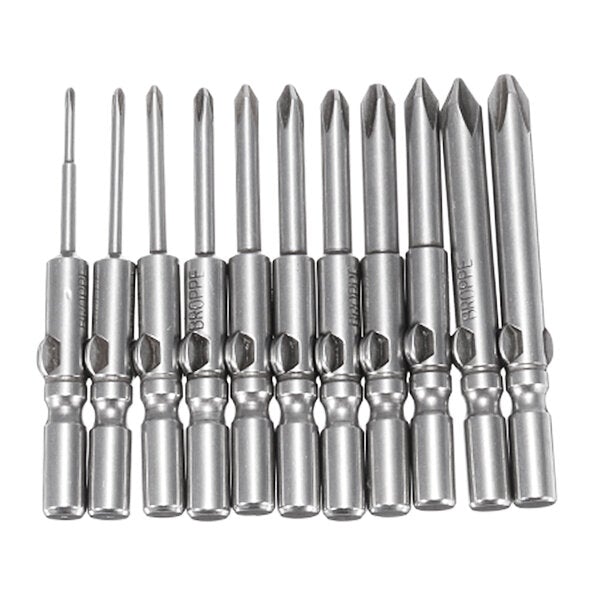 11Pcs 802 1.6-6.0mm Cross-Screwdriver Bits Set 6mm Round Shank Electric Screwdriver Bits