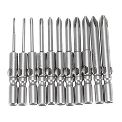 11Pcs 802 1.6-6.0mm Cross-Screwdriver Bits Set 6mm Round Shank Electric Screwdriver Bits