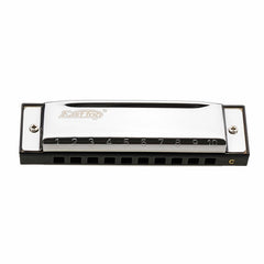 C Key 10 Holes Harmonica Blues Harp Stainless Steel Cover Plate with Plastic Box