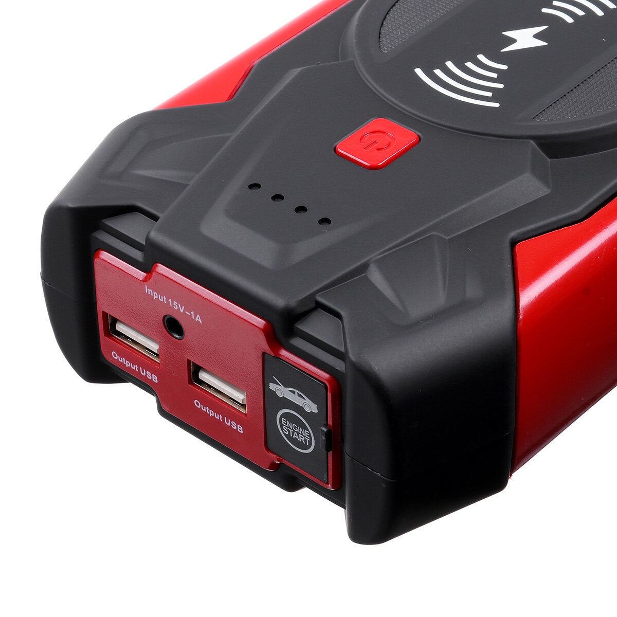 39800mAh 600A Car Jump Starter Startup Power Source Wireless Charger with 2 USB Output LED Flashlight
