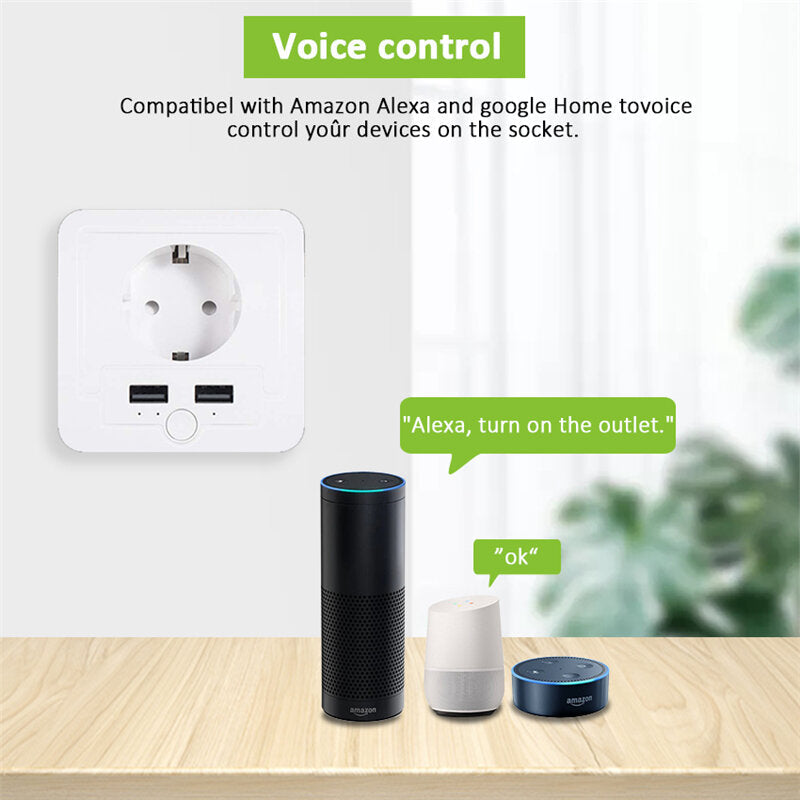 WiFi Smart Wall Socket European Electric Outlet Wireless Remote Control EU Plug Compatible With Amazon Alexa Google Assitant IFTTT