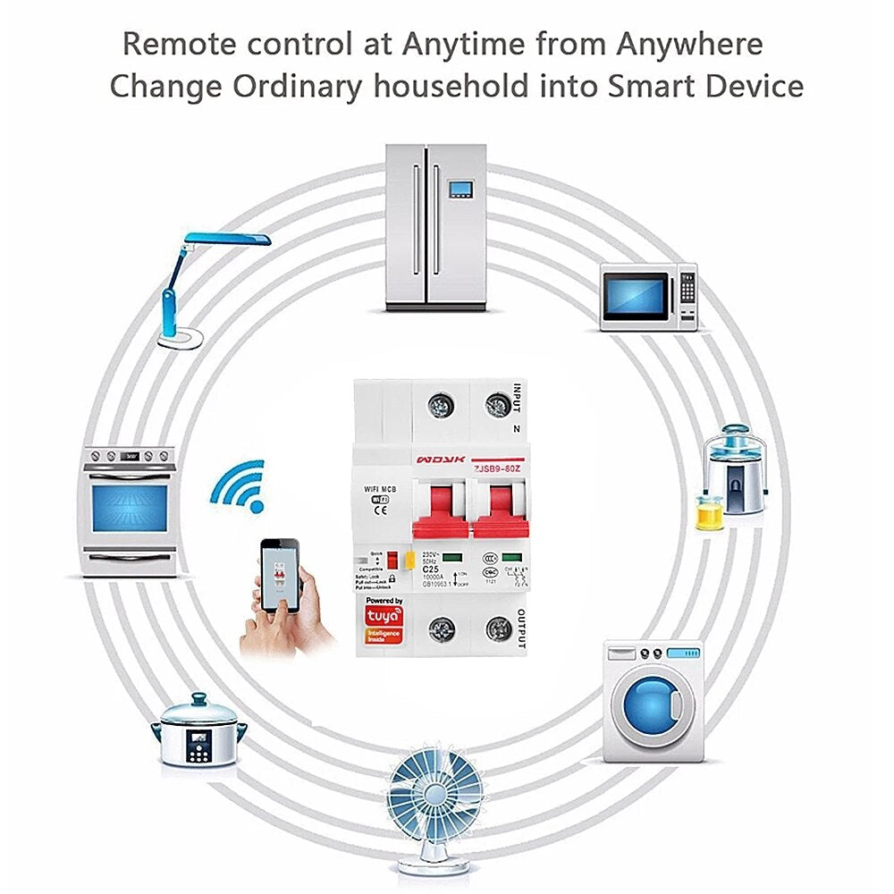 2P WiFi Smart Circuit Breaker Overload Short-circuit Protection Works with Alexa Google Home