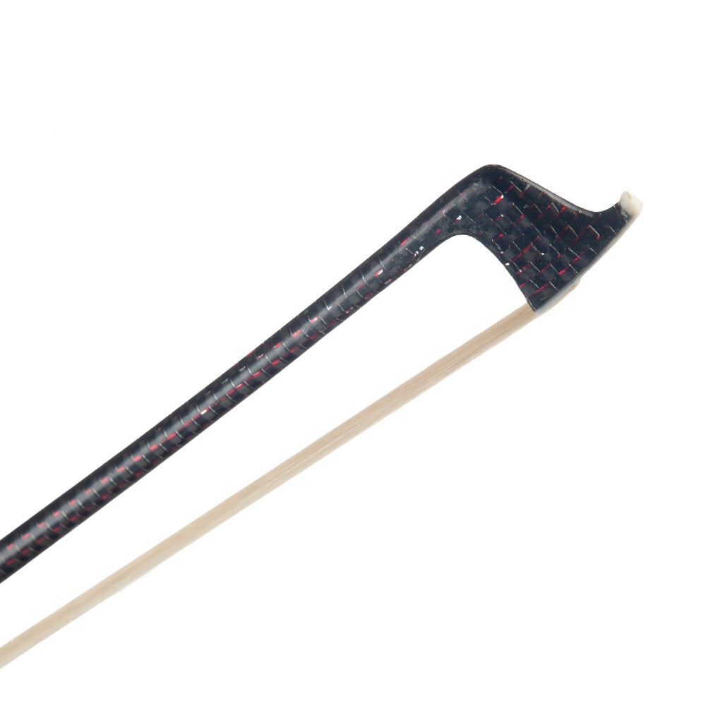 Master 4/4 Violin/Fiddle Bow Red Silk Braided Carbon Fiber Bow Round Stick Silver Wire Winding Sheep Skin Grip Ebony Frog