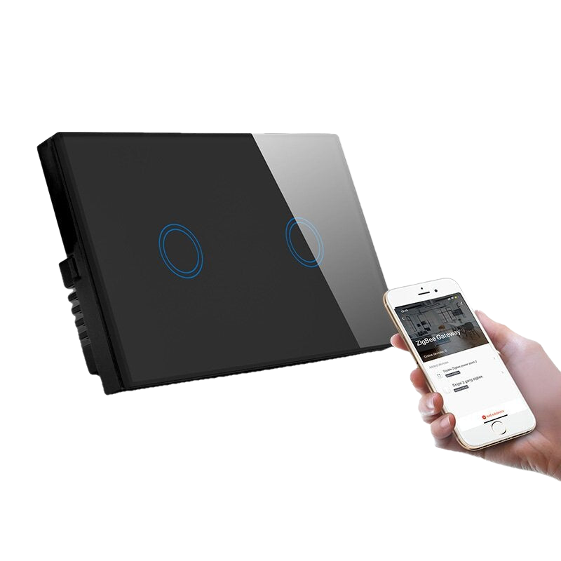 Crystal Touch Screen Glass Panel ZB Wall Switch Compatible with Alexa and Google Home 1/2/3/4Gang