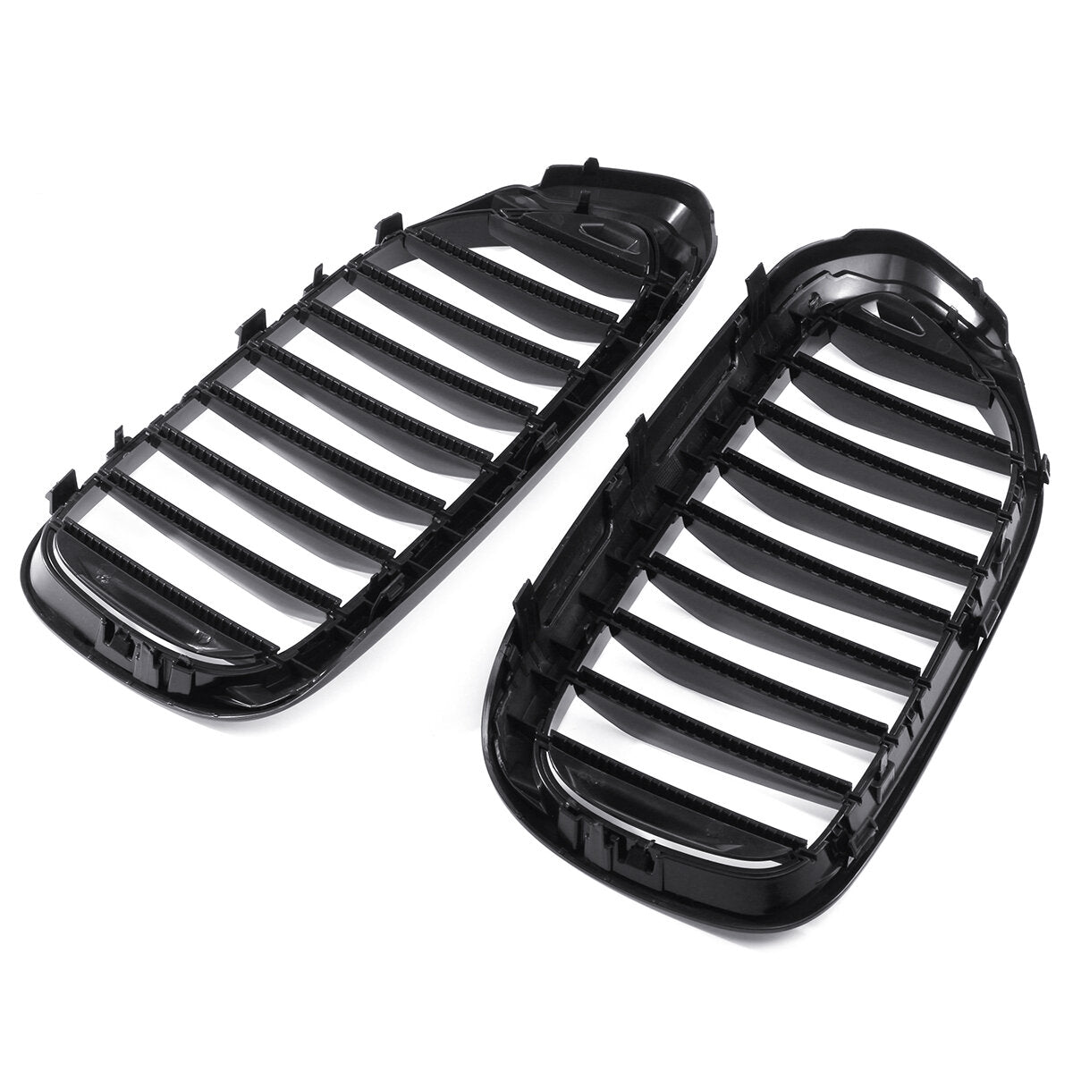 Pair Glossy Black Front Kidney Grill Grille For BMW 5 Series