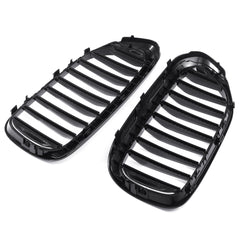 Pair Glossy Black Front Kidney Grill Grille For BMW 5 Series