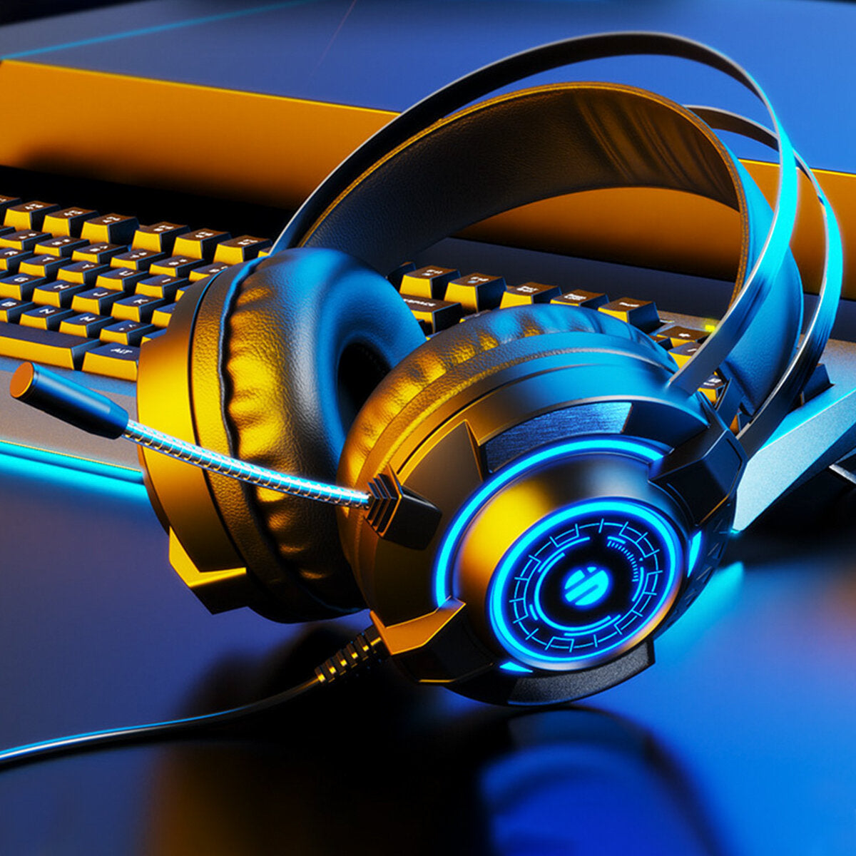 Gaming Headset RGB Light Head-Mounted Wired Headset For Desktop Computers Laptops