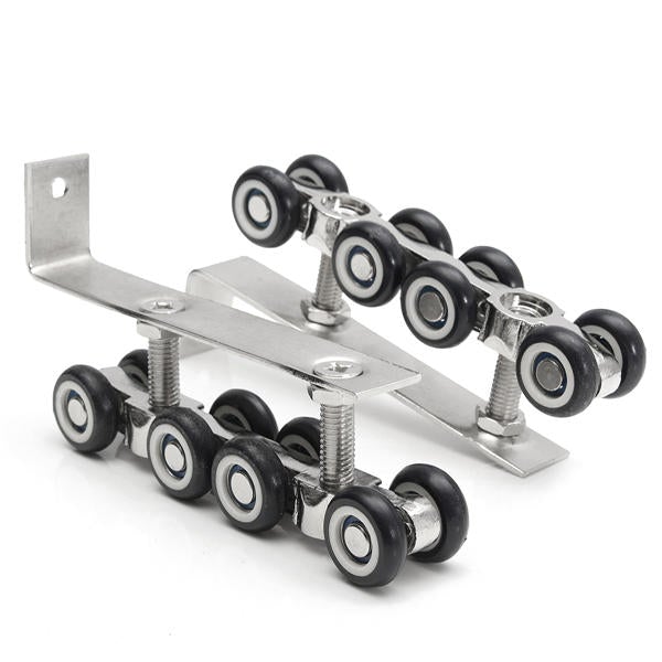 2pcs Stainless Steel Sliding Wooden Door Closet Track Pulley 8 Wheel