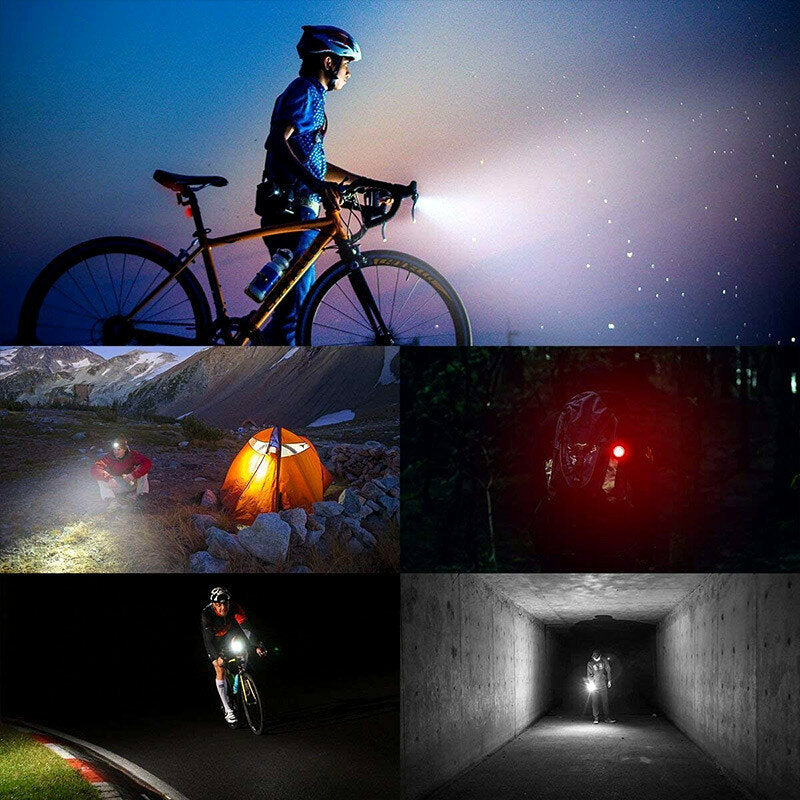 Bike Light Set 4 Modes USB Rechargeable Bicycle Headlight Safety Warning Taillight Outdoor Cycling for ADO