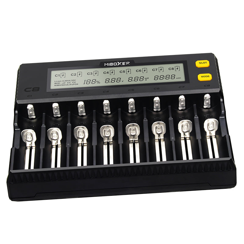 8 Slots Rapid Smart AA AAA 18650 Battery Charger Current Optional Overcharging Protection Adjustable Slots For Most Batteries