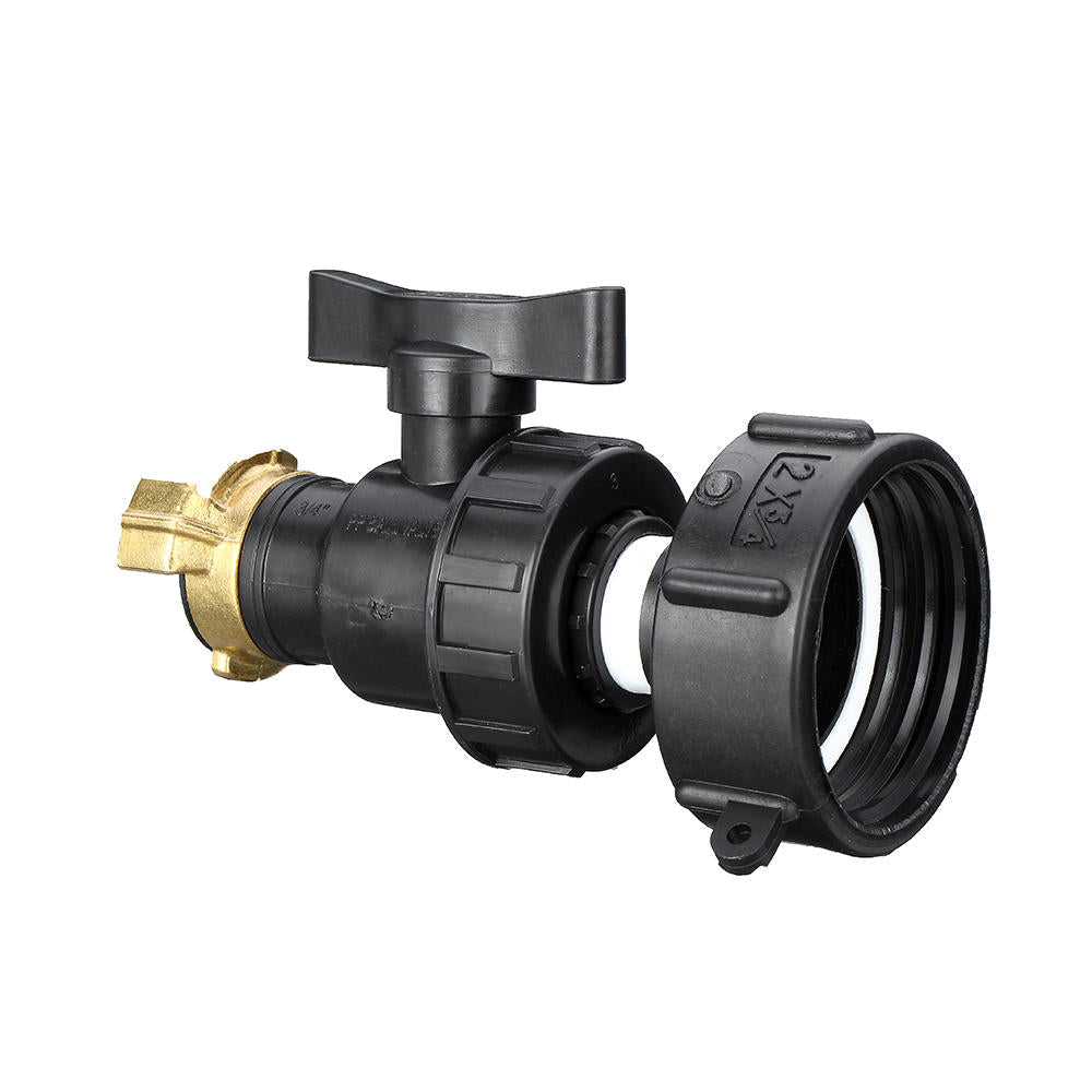 3/4'' Tank Drain Adapter Fixing Hose Outlet Tap Water Connector Replacement PP Ball Valve Fitting Parts for Home Garden
